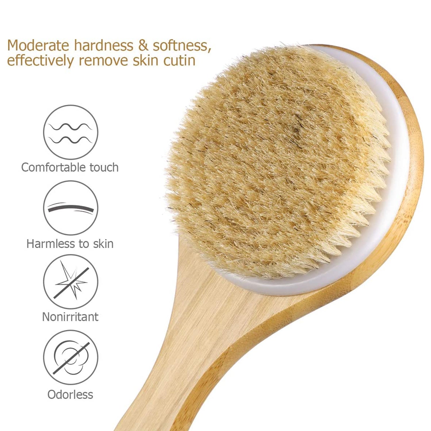 6700 Body Brush Dry Brushing Back Scrubber Shower Bath Brush Bamboo Long Handle Natural Bristles exfoliating Massage Improve Blood Circulation Cellulite DeoDap 6700 Body Brush Dry Brushing Back Scrubber Shower Bath Brush Bamboo Long Handle Natural Bristles exfoliating Massage Improve Blood Circulation Cellulite DeoDap